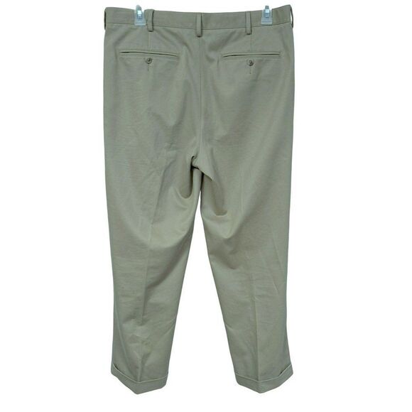 Lands End Mens Traditional Fit Cuffed Pants 36 X 29 Khaki Tan 100% Cotton - Picture 3 of 8